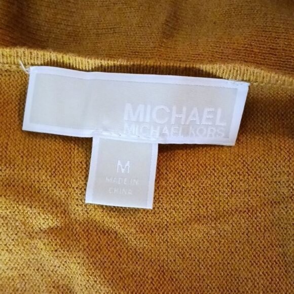 Michael Kors Womens M Mustard Yellow Long Sleeve Scoop Neck Pullover Sweater - Picture 6 of 7